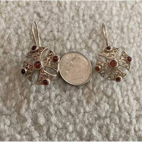 Sterling Silver & Garnet Earrings - Picture 11 of 12